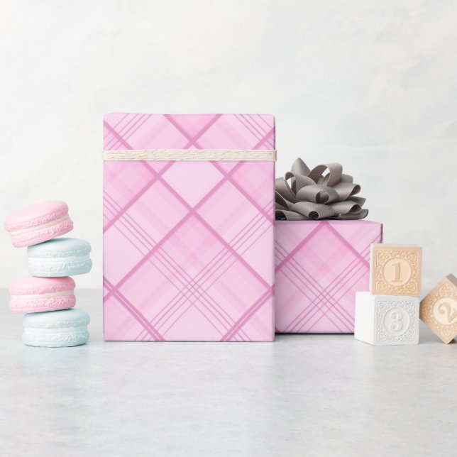 Hübsch rosa Kariertes Muster Kinderdusche Geburtst Geschenkpapier (Babyparty)