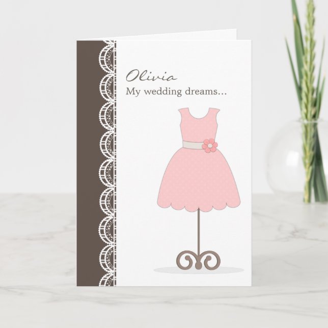 Hübsch rosa Kleid wirst du mein Blumenmädchen sein Einladung (Vorderseite)