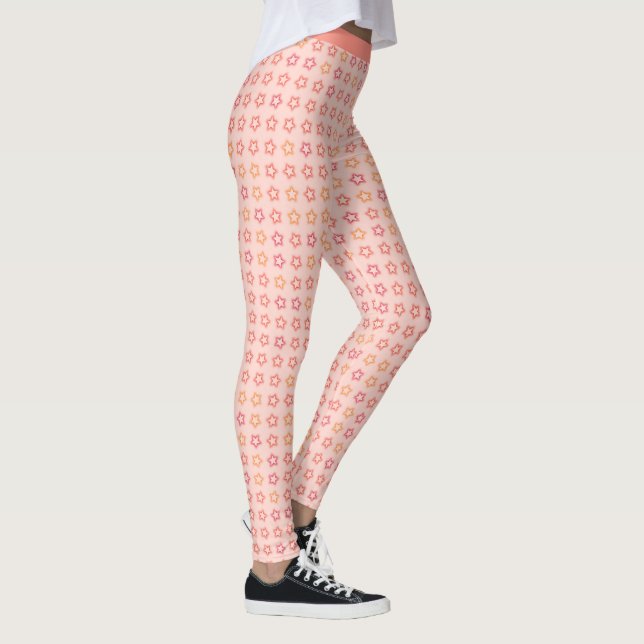 Hübsch rosa Korallenstars Trendy Pattern Leggings (Rechts)
