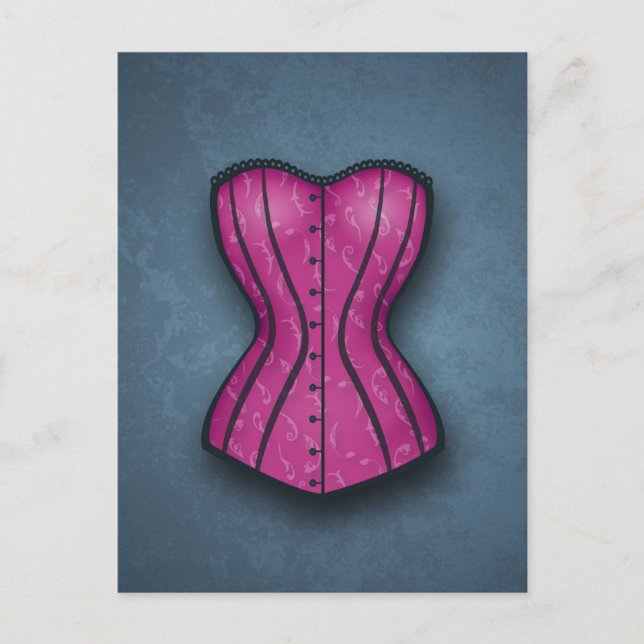 Hübsch rosa Korsett Postkarte (Vorderseite)