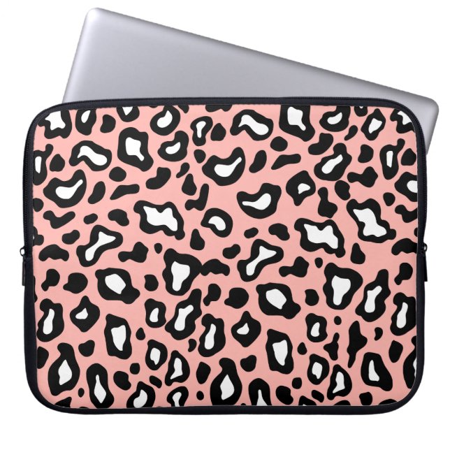 Hübsch rosa Leopard Print Laptop Sleeve (Vorderseite)