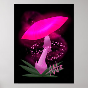 Hübsch rosa leuchtendes Mushroom Poster