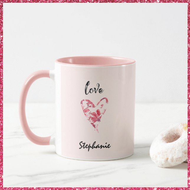 Hübsch rosa Liebe Blumenherz Tasse (Von Creator hochgeladen)