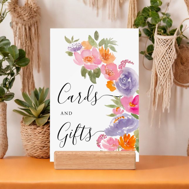 Hübsch rosa lila Foto Abschluss Poster (Pretty pink purple floral photo graduation sign)