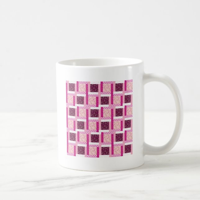 Hübsch rosa Lila Patchwork Quilt Design Geschenke Kaffeetasse (Rechts)