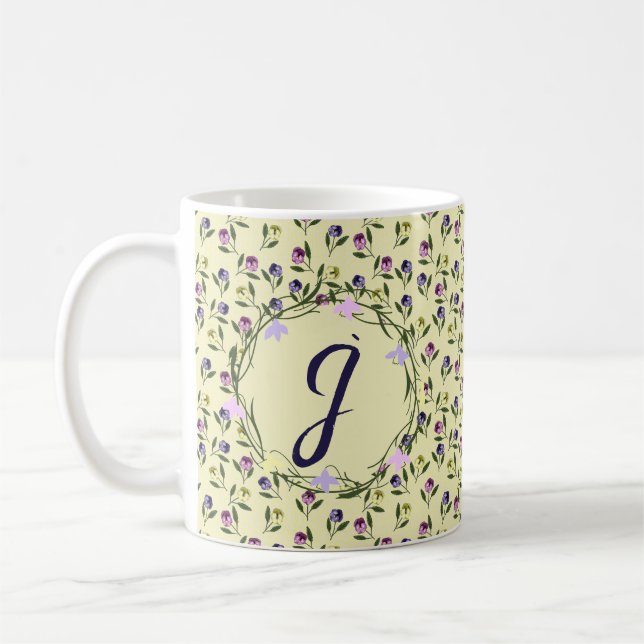 Hübsch rosa Lila und gelbe Stiefmütterchen Bademat Kaffeetasse (Links)