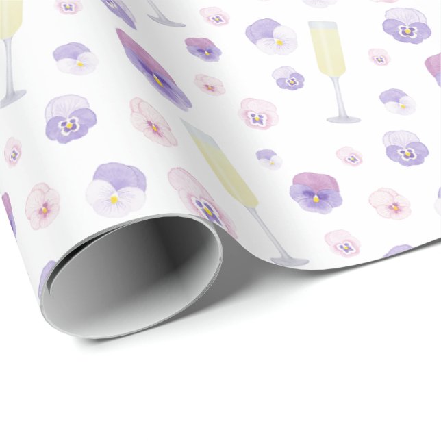 Hübsch rosa Lila WasserfarbenPetalen und Prosecco Geschenkpapier (Rolleneckpunkt)