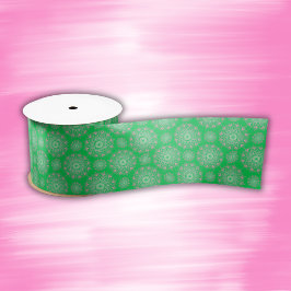 Hübsch rosa Mandala auf grün | Satinband