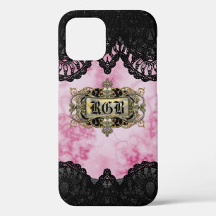 Hübsch rosa Marmor Cool Romantische Monogramm Case-Mate iPhone Hülle