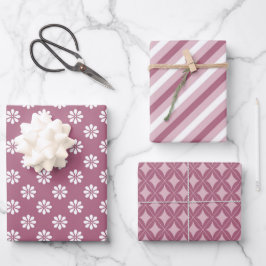 Hübsch rosa Mauve für ihre 3 Geschenkpapier Set