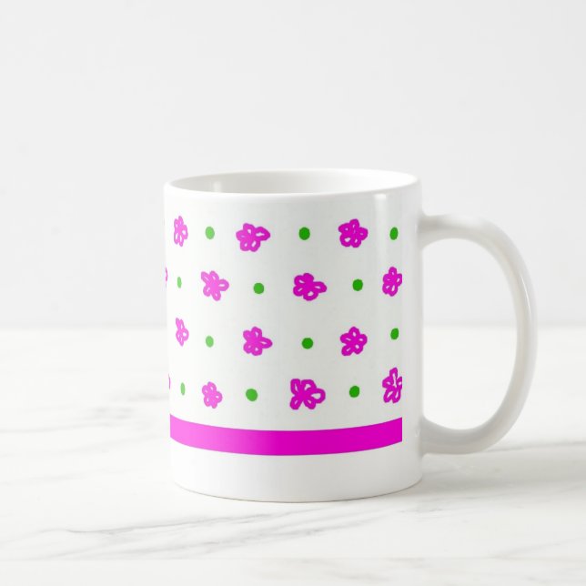 Hübsch rosa Mini-Print, florale Klassische Tasse (Rechts)