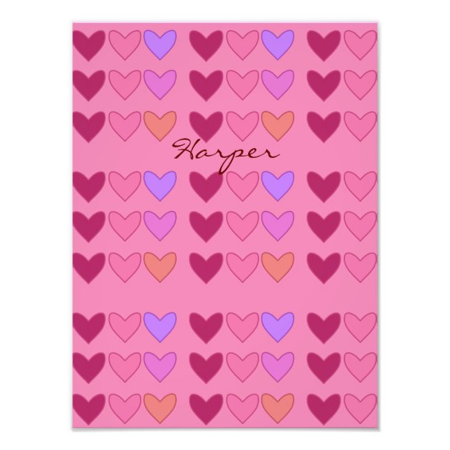 Hübsch rosa mit herzhaften Mädchen Fotodruck (Vorne)