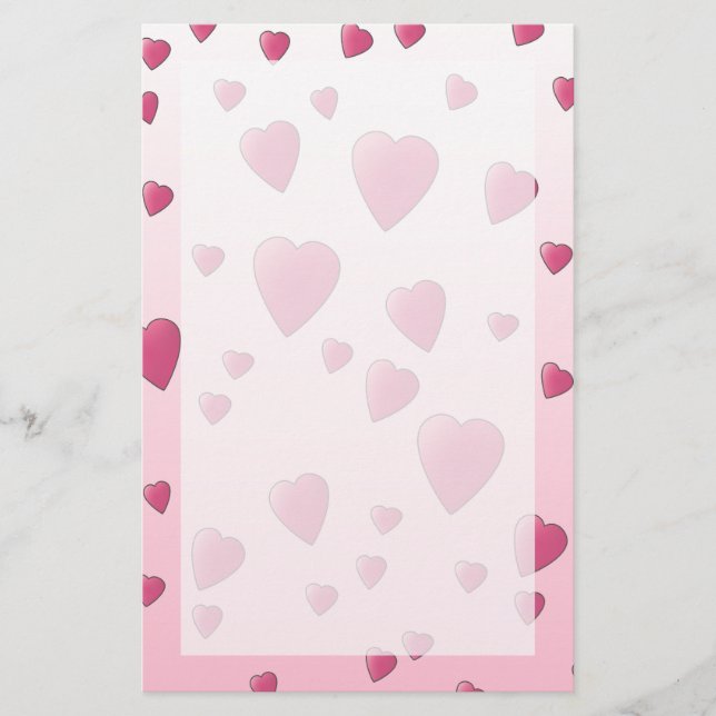 Hübsch rosa Muster der Liebe Herz. Briefpapier (Vorderseite)