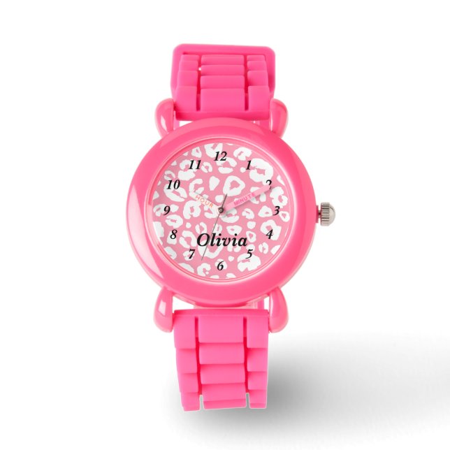 Hübsch rosa Muster Kids Armbanduhr (Vorderseite)