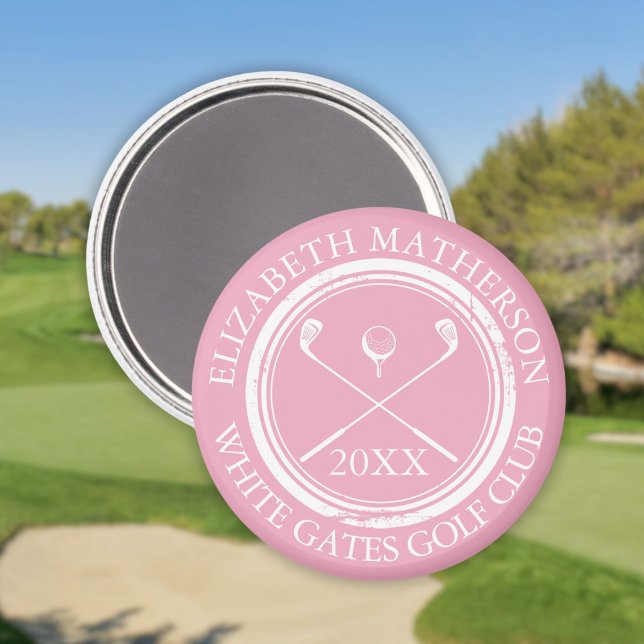 Hübsch rosa Name und Clubname Datum Magnet (Pretty Pink Name And Club Name Date Magnet)