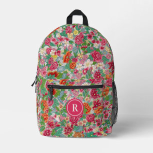 Hübsch rosa orangefarbenes Muster Vintag Bedruckter Rucksack