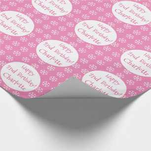 Hübsch rosa Personalisierter Winter Geburtstagssch Geschenkpapier