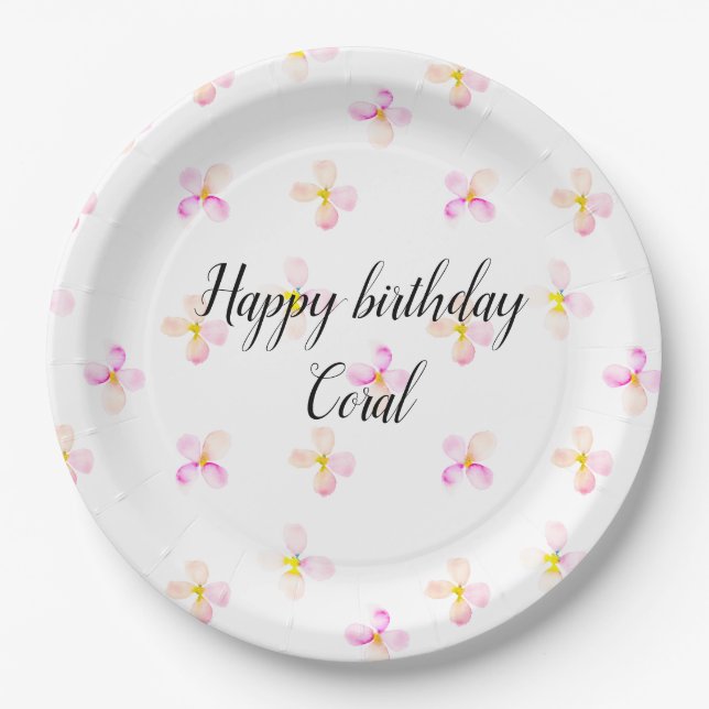 Hübsch rosa Pfirsichfarben Blume Pappteller (Vorderseite)