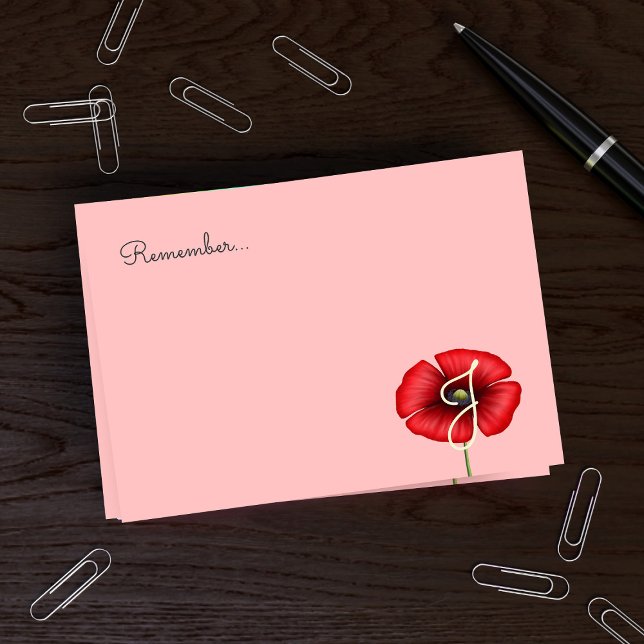 Hübsch Rosa Poppel Monogram Post it Notes Post-it Klebezettel (Pretty pink poppy post it notes with space for your initial. Pick up a pack today!)