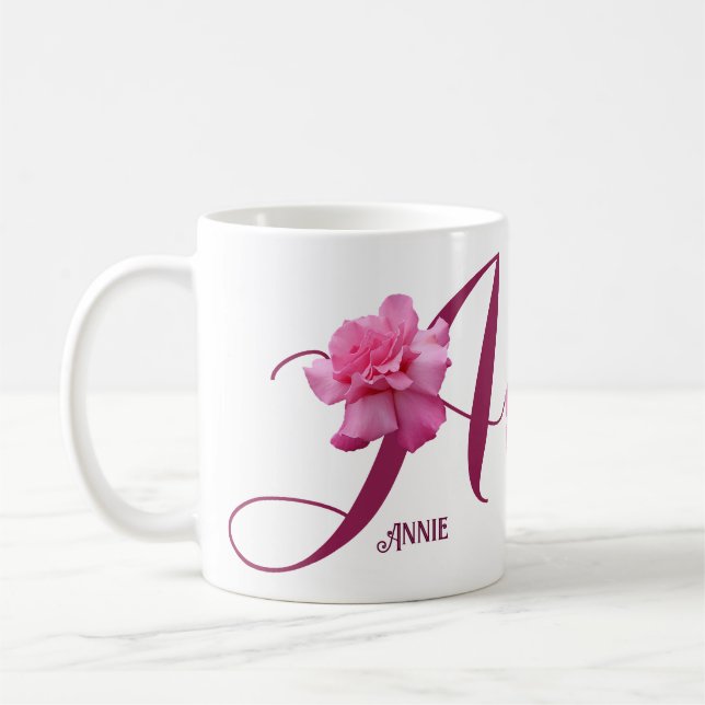 Hübsch rosa Rosa Blütenblüte  Annie Kaffeetasse (Links)