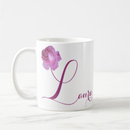 Hübsch rosa Rosa Blütenblüte  Laura-Name Kaffeetasse