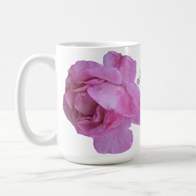 Hübsch rosa Rosa Mum floral einfach modern stilvol Kaffeetasse (Links)