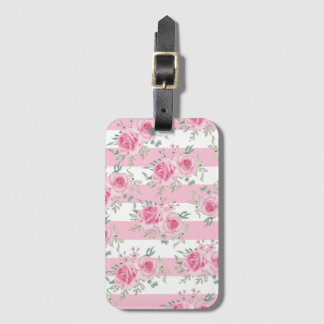 Hübsch rosa Rose Rosa Streifen Gepäckanhänger