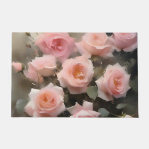 Hübsch rosa Rosen Aquarellmalerei Fußmatte