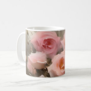 Hübsch rosa Rosen Aquarellmalerei Kaffeetasse