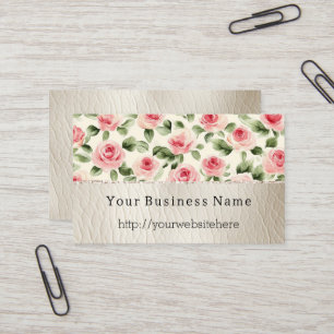 Hübsch rosa Rosen Blumencreme Imitate Leder Visitenkarte