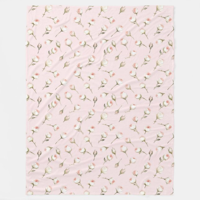 Hübsch rosa Rosen Fleecedecke (Vorderseite)