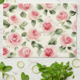 Hübsch rosa Rosen Geschirrtuch
