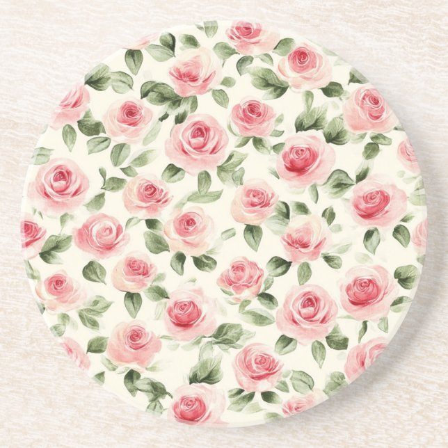 Hübsch rosa Rosen Getränkeuntersetzer (Vorne)