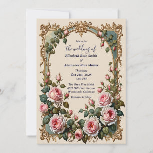 Hübsch rosa Rosen Hochzeit Einladung