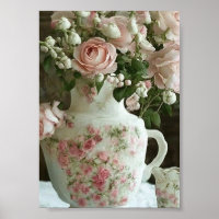 Hübsch rosa Rosen im Vintag antiken China Teapot