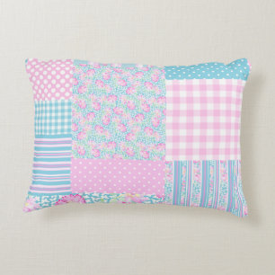 Hübsch rosa Rosen Imitate Patchwork Akzente Kissen
