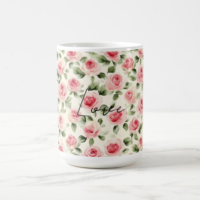 Hübsch rosa Rosen Kaffeetasse (Mittel)