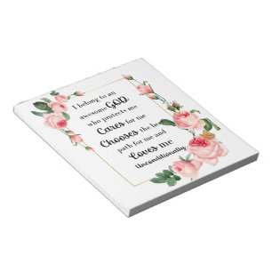 Hübsch rosa Rosen mit inspirierendem Zitat Notizblock