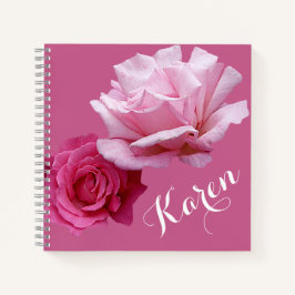 Hübsch rosa Rosen Name Karen wunderschöne Blumen Notizbuch