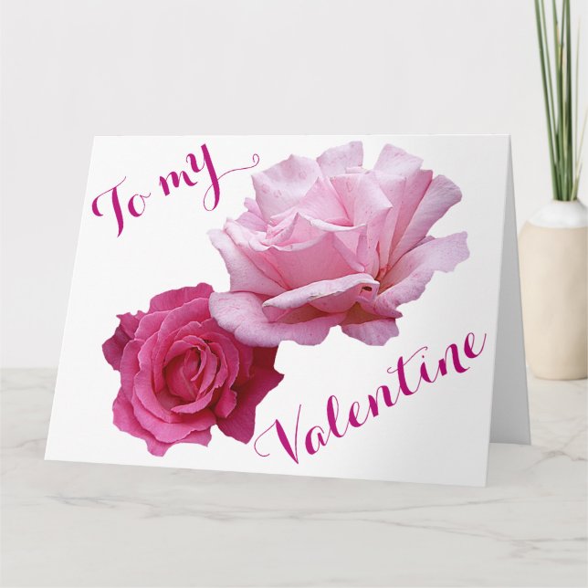 Hübsch rosa Rosen Valentine Liebe schön blumenreic Karte (Vorderseite)