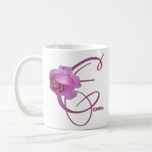 Hübsch rosa Rosenblütenspass Emma-Name Kaffeetasse