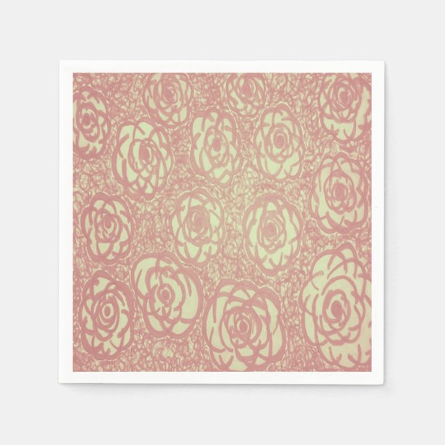 Hübsch rosa Rosenmuster Serviette (Vorderseite)