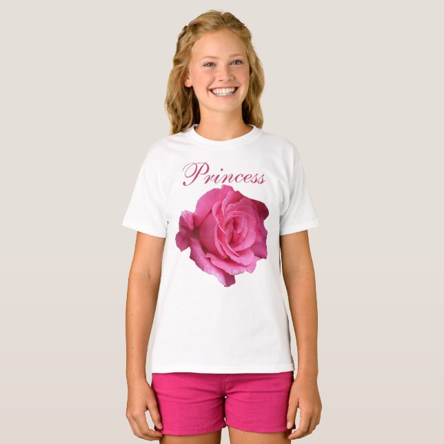 Hübsch rosa Rosenprinzessin blumengeschmückt niedl T-Shirt (Vorne ganz)