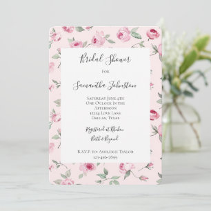 Hübsch Rosa Roses Brautparty Einladung