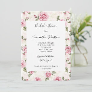 Hübsch Rosa Roses Brautparty Einladung