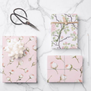 Hübsch rosa Roses Brautparty Geschenkpapier Set