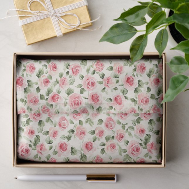 Hübsch Rosa Roses Brautparty Seidenpapier (Geschenk)