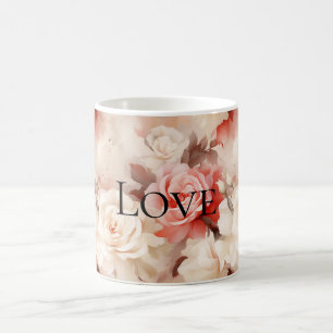 Hübsch Rosa Schwarz Creme Rose Blütenfarben Kaffeetasse