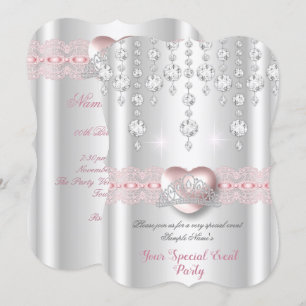 Hübsch rosa Silberherz Diamond Tiara Jedes Party Einladung
