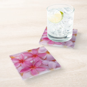 Hübsch rosa Sommer-Blume Glasuntersetzer